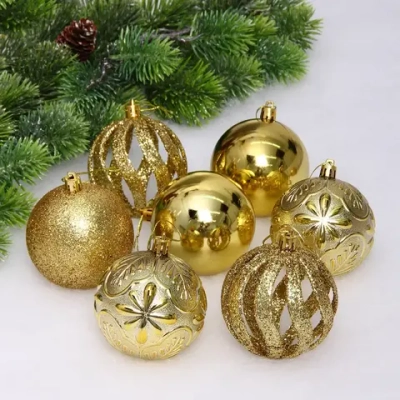 Новогодние шары 8 см (набор 24 шт) «Фактурный микс», золото