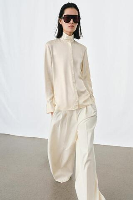 ZARA СВОБОДНАЯ РУБАШКА ИЗ АТЛАСА — ZW COLLECTION, ЭКРЮ