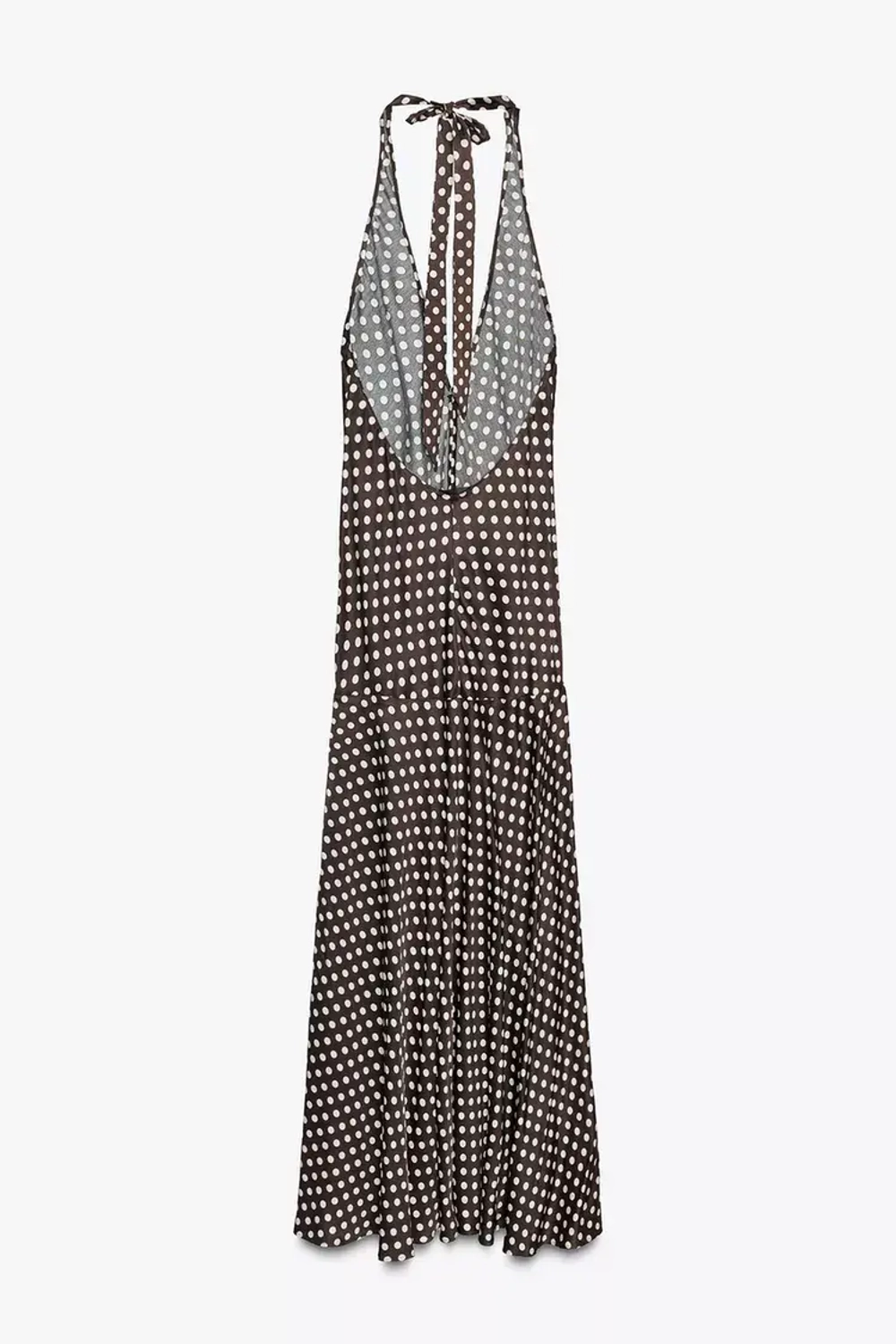 ZARA ПЛАТЬЕ ХАЛТЕР В ГОРОШЕК — ZW COLLECTION, КОРИЧНЕВЫЙ