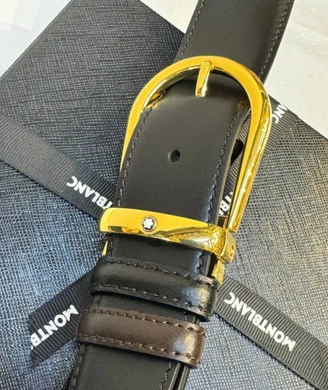 Двусторонний ремень Montblanc из кожи черного цвета 35мм