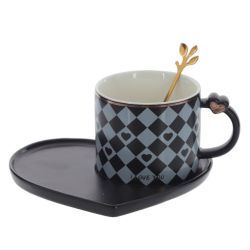 GAEM Кружка с блюдцем и ложкой, 220 мл, L16 W14 H7,5 см, 4в.