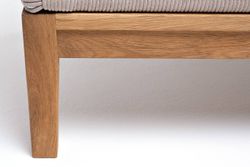 "Диего" кресло плетеное из роупа, основание дуб, каркас алюминий светло-серый (RAL7035) муар, роуп бежевый круглый, ткань бежевая 052