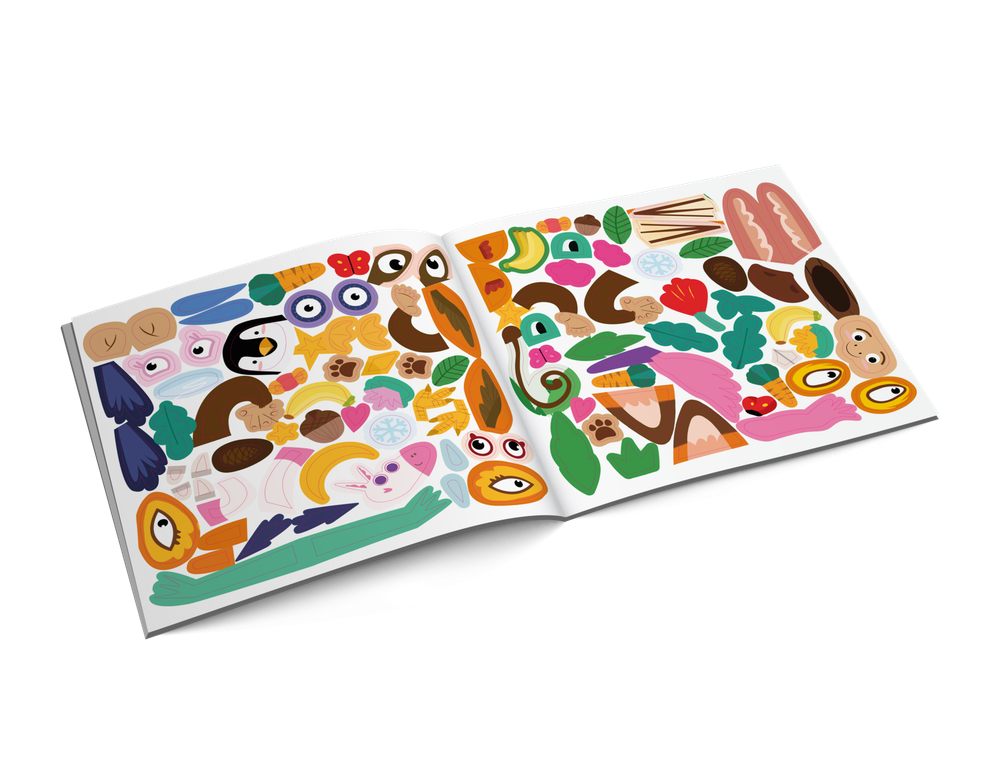 Альбомная книжка с наклейками. 100 веселых наклеек: Веселый зоопарк