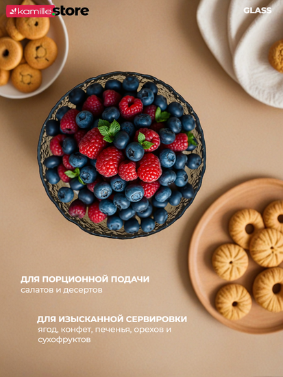 Блюдо 15 см. стеклянное на ножке