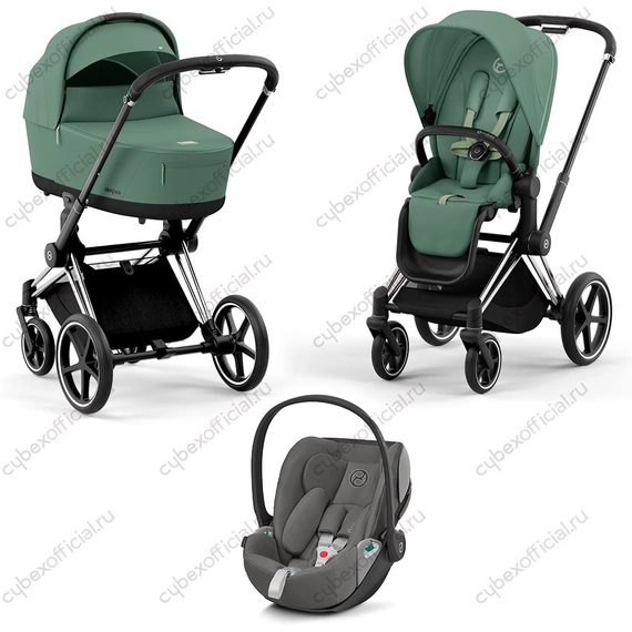 Детская коляска Cybex Priam IV 3 в 1 Leaf Green шасси Chrome Black
