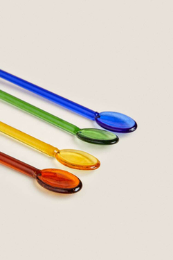 ZARA HOME НАБОР ДЕСЕРТНЫХ ЛОЖЕК ИЗ БОРОСИЛИКАТНОГО СТЕКЛА, ОРАНЖЕВЫЙ