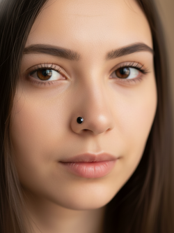 Нострила изогнутая для пирсинга носа из медицинской стали с кристаллом 3 мм.