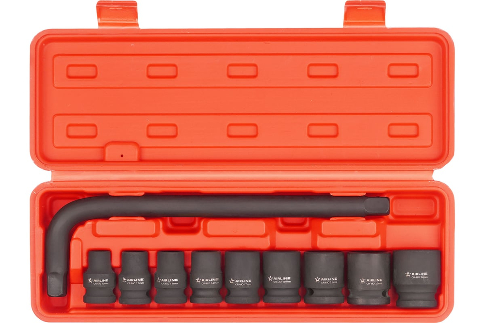 Набор головок ударных 1/2" 10пр. (10-24 мм) в кейсе AIRLINE ATAS070