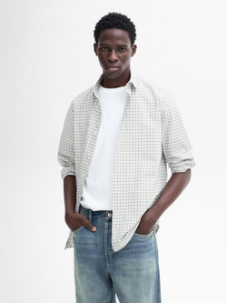 Massimo Dutti Рубашка из 100% хлопка в клетку, натуральный, кремовый