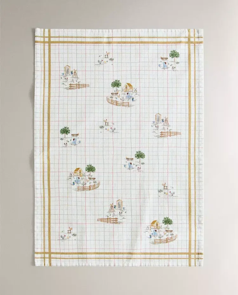 ZARA HOME КУХОННЫЕ ПОЛОТЕНЦА С ПРИНТОМ (НАБОР ИЗ 2 ШТ.), ЭКРЮ