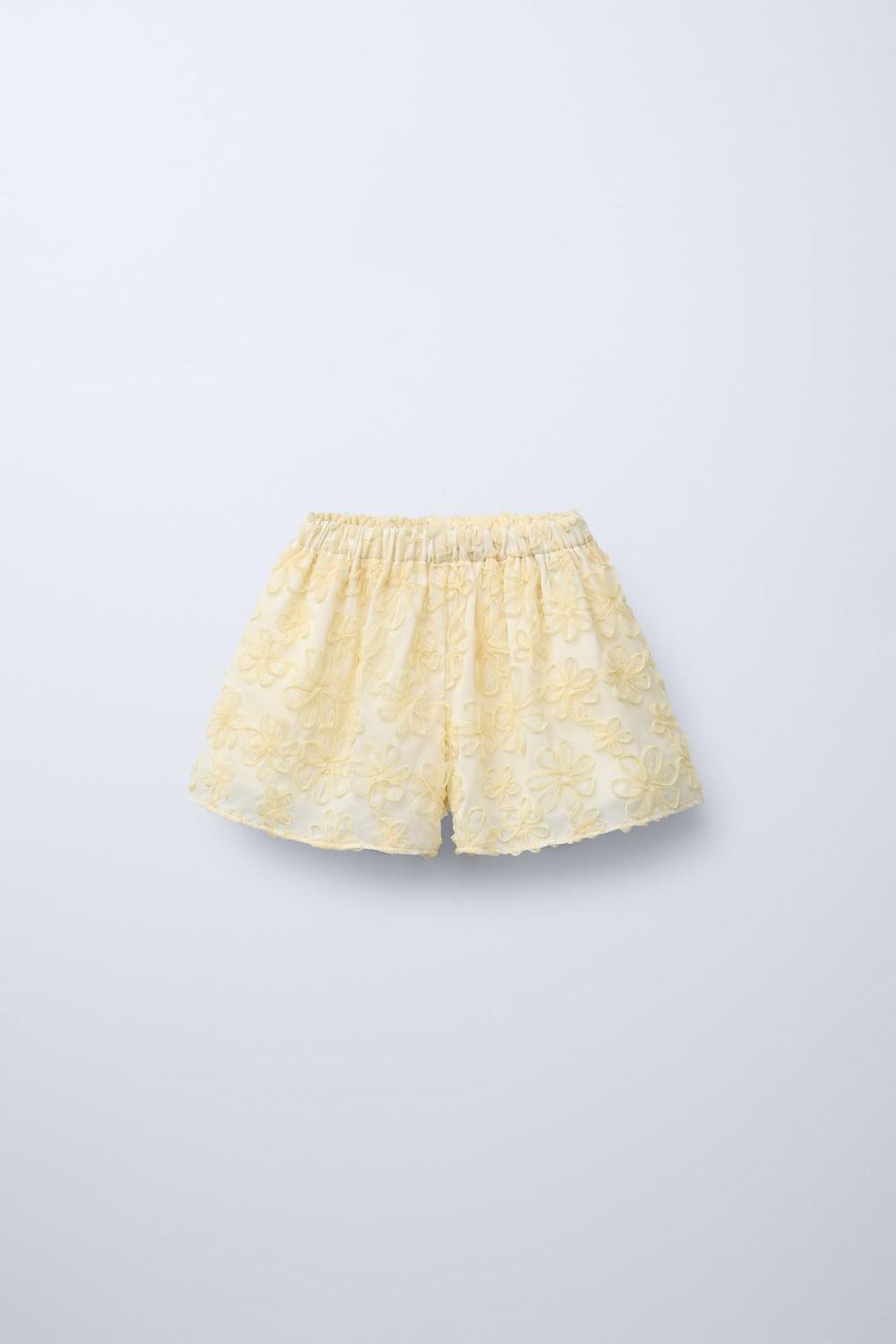 ZARA БЕРМУДЫ ИЗ ОРГАНЗЫ С ЦВЕТОЧНЫМ ПРИНТОМ, СВЕТЛО-ЖЕЛТЫЙ