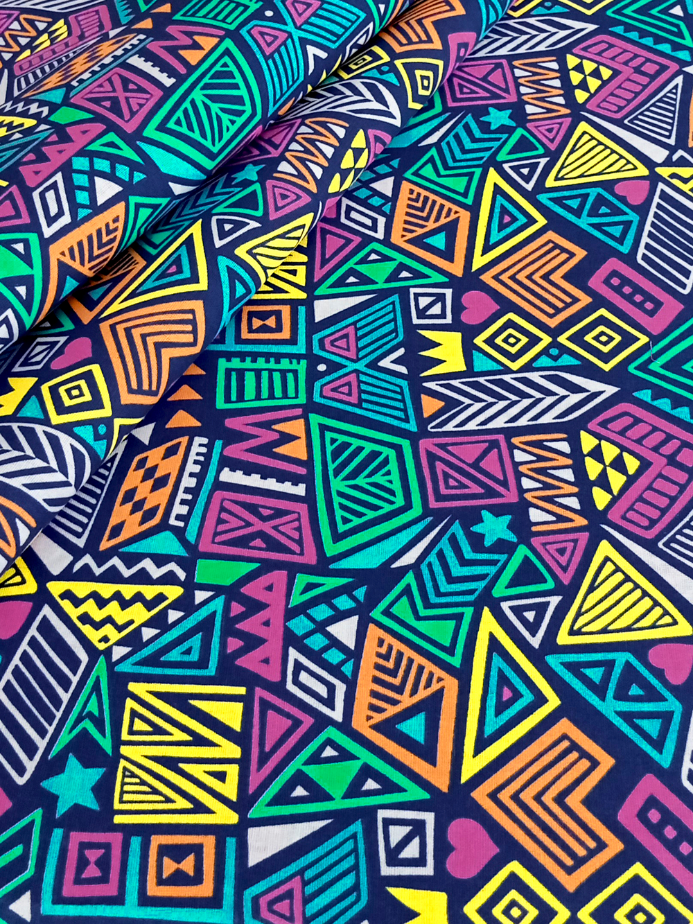 Ткань бязь плательная, рис. "Африканские мотивы", ширина 150 см, арт. 171