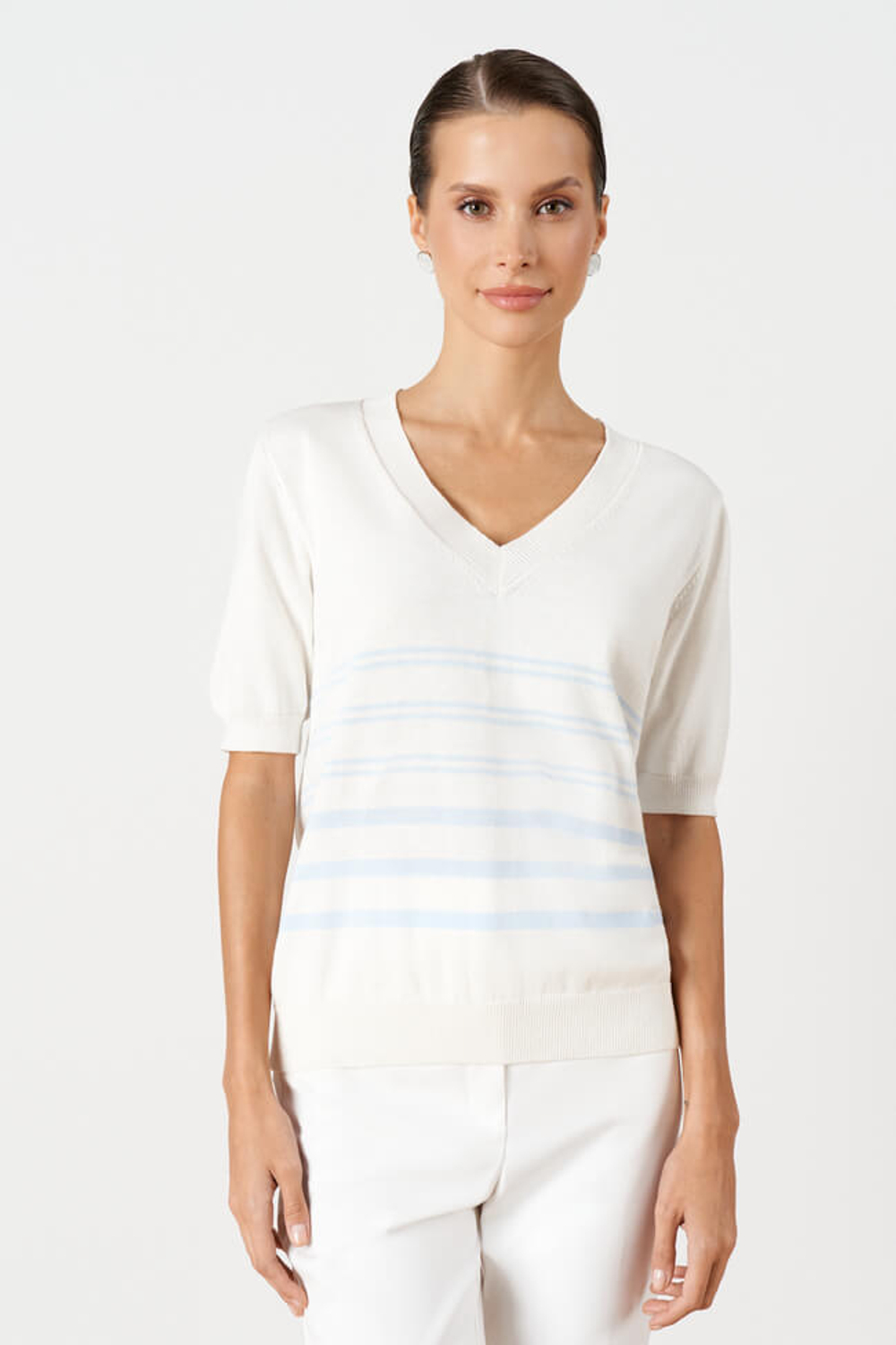 23253 Джемпер женский (молочный / голубой)