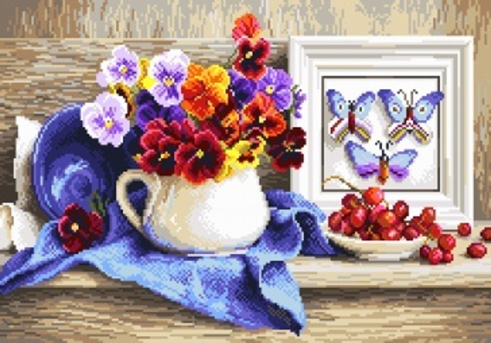 "Анютины глазки"-1935 канва с рисунком