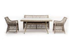 "Катания" обеденная группа плетеная на 4 персоны, цвет бежевый