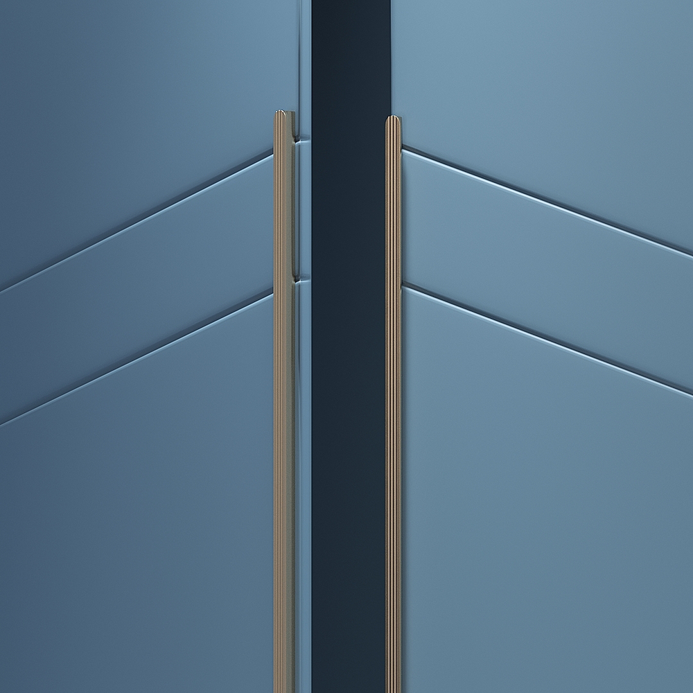 Распашной шкаф Авелин четырехсекционный в синей эмали  210*60*240