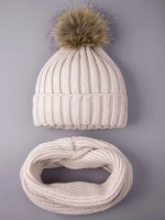 Шапка зимняя для девочки с помпоном и снуд