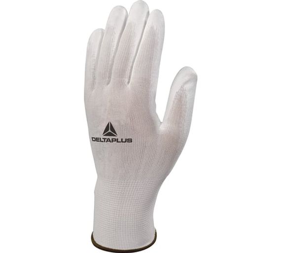 Перчатки полиэстеровые с полиуретановым покрытием VE702P цвет белый Delta Plus VE702P06