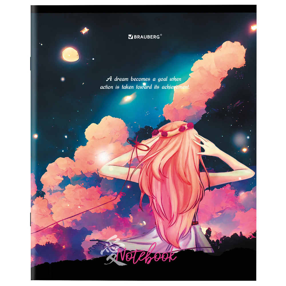 Тетрадь А5 48л. BRAUBERG скоба клетка обложка картон "Anime Girls" (микс в спайке) (20 штук в упаковке)