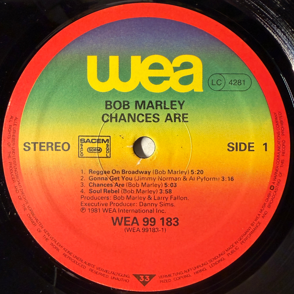 Bob Marley ‎– Chances Are (Франция 1981г.)