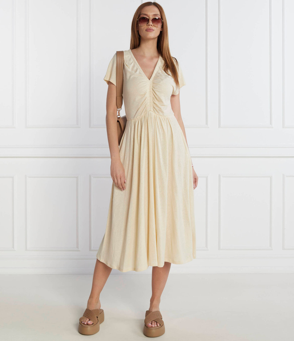 Льняное платье DEMETRA Max Mara Leisure - кремовый(362110366)