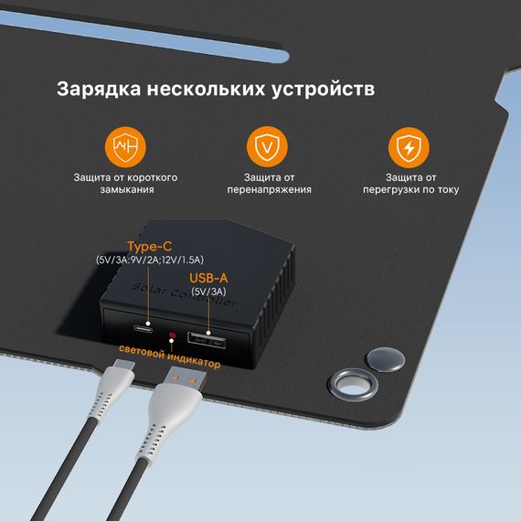 Туристическая солнечная панель YASHEL 20 Вт, YASHEL Technologies Туристическая солнечная панель YASHEL 20 Вт, фото №926983560
