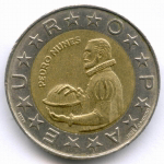 100 эскудо 1998 год. Португалия. Биметалл, диаметр 25.8 мм. XF