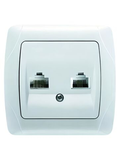 Розетка телефонная + компьютерная ( RJ11+ RJ45) VIKO CARMEN белый