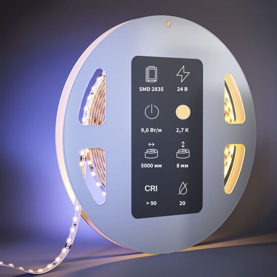 Светодиодная лента Maytoni 9,6W/m 128LED/m 2835SMD теплый белый 5M 201096