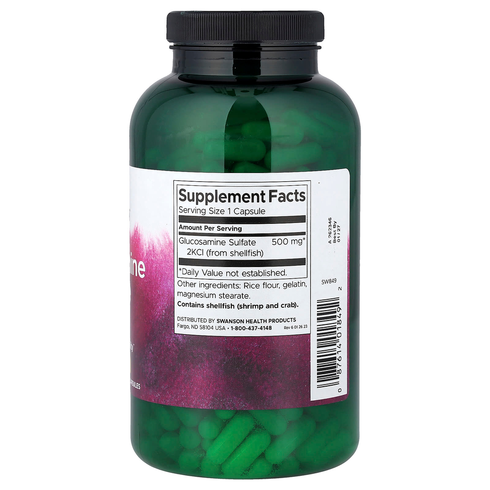 Swanson, Глюкозамина сульфат 2KCI, 500 мг, 400 капсул