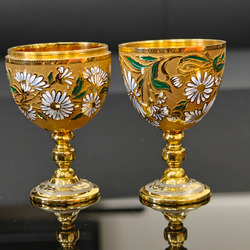 Сувенир Яйцо-рюмки "Ромашки" с эмалью (златоустоуская гравюра)