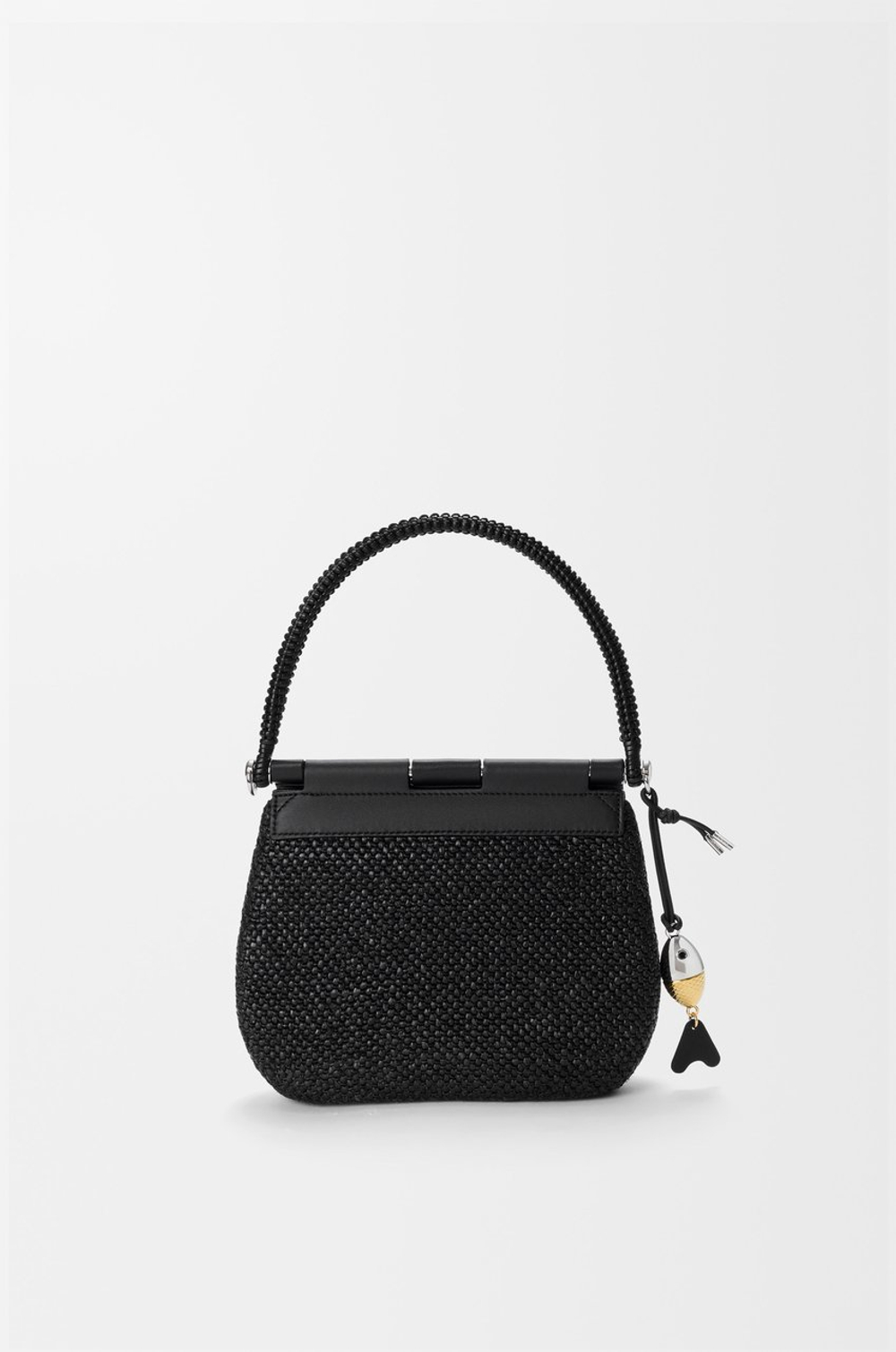 Loewe Средняя сумка Pescador из рафии и телячьей кожи, черный