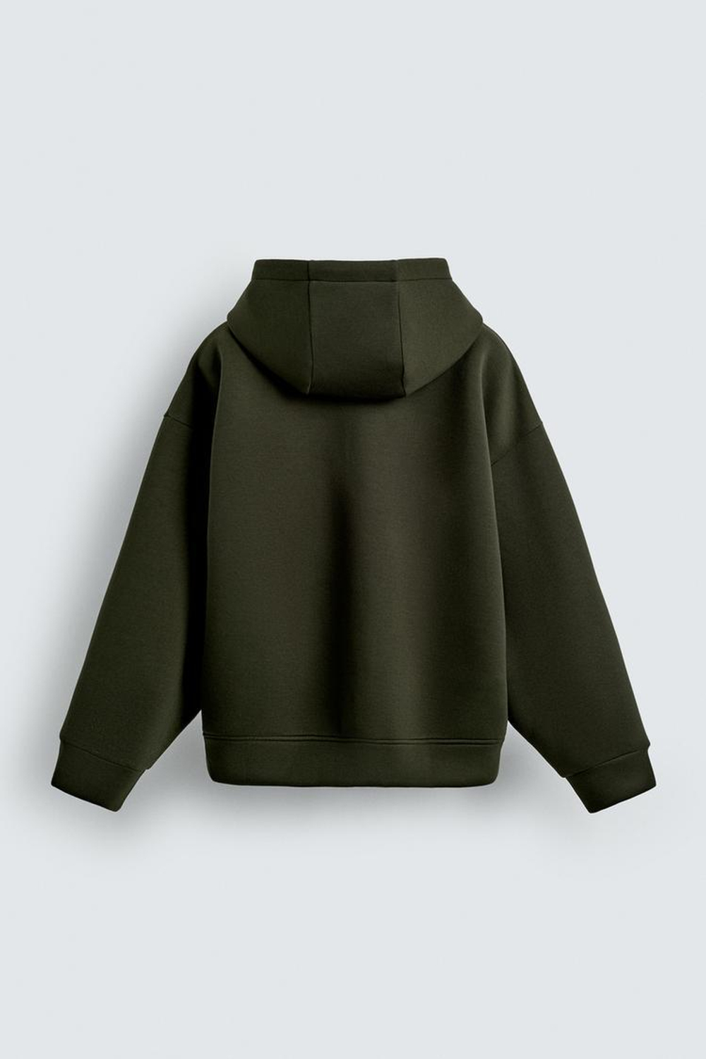 ZARA ХУДИ С КАПЮШОНОМ ИЗ НЕОПРЕНА, ТЕМНО-ЗЕЛЕНЫЙ