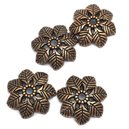 Шапочки "Листья" 15х5 мм (10 шт), под медь