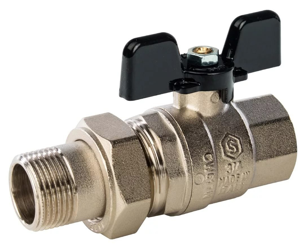 Кран шаровой с американкой ,STOUT, ручка бабочка