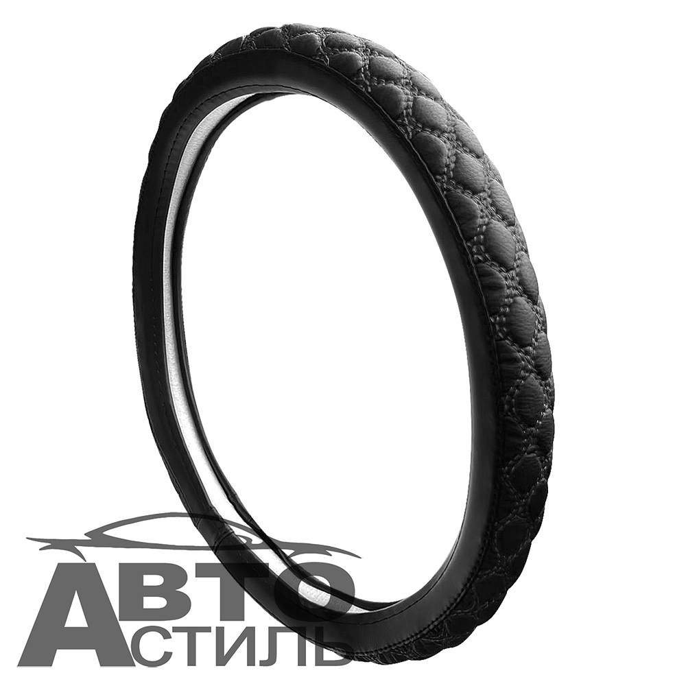 Оплетка на руль круглая Coolpart MAXIMAL (37*38) к/з черный/черный A  HT103-BLBL