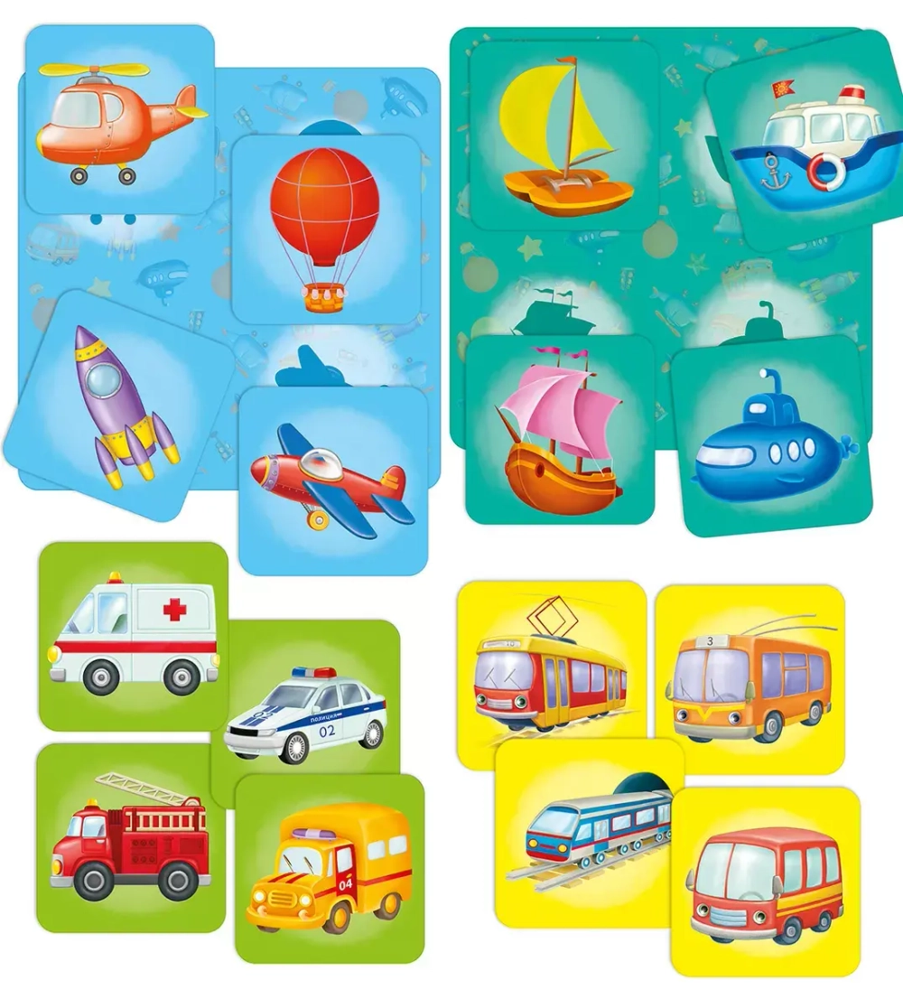 Настольные игры. Мемо Лото. Транспорт. 2 в 1