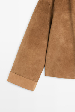 Massimo Dutti Короткая замшевая куртка с запахом, горчично-желтый