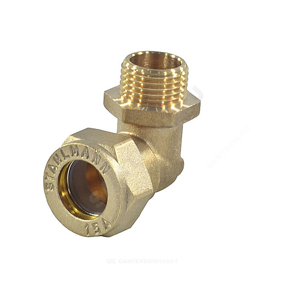 Угольник латунь 90гр 15Aх1/2" обжим/НР STAHLMANN SEML1501/2BEF