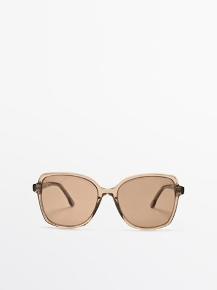 Massimo Dutti Солнцезащитные очки в квадратной оправе, карамельный