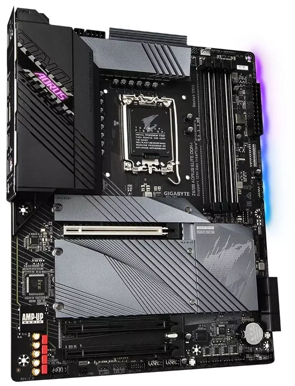 Материнская плата Gigabyte Z690 AORUS ELITE DDR4 Socket 1700, Intel Z690, 4xDDR4, PCI-E 5.0, 2500 Мбит/с, 3xUSB 3.2 Gen1, 2xUSB 3.2 Gen2, USB 3.2 Gen2x2 Type-C, HDMI, DisplayPort, подсветка, ATX