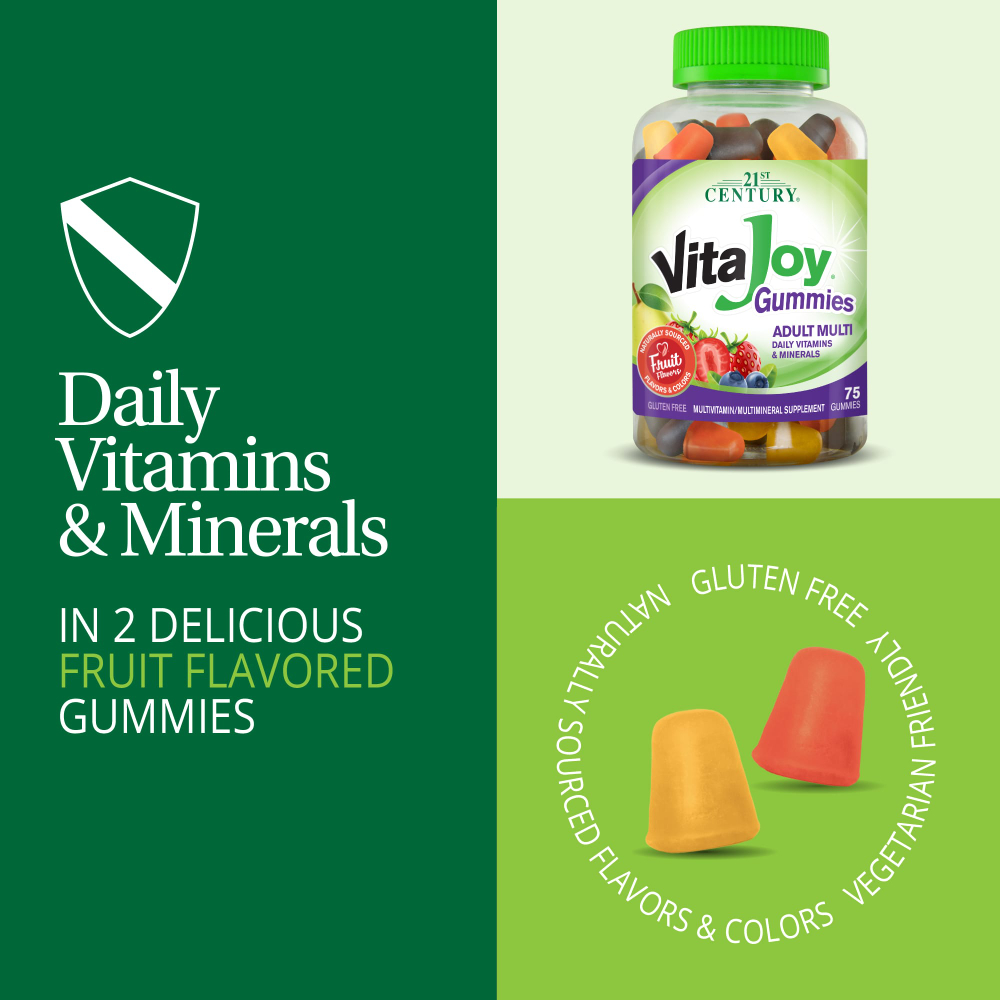 21st Century, VitaJoy®, мультивитамины для взрослых, со вкусом фруктов, 75 жевательных конфет