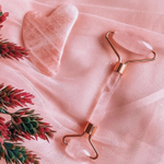 La Mellee/Ролик для лица и скребок Гуаша из натурального розового кварца. Массажный набор для лица