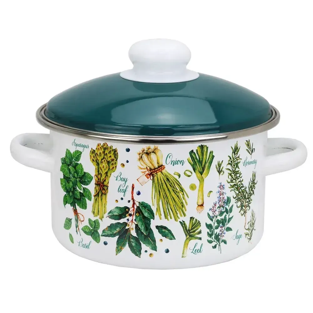 Кастрюля эмал цил Пряные травы 2,0л мет/об Кастрюля эмал цил Пряные травы 2,0л мет/об