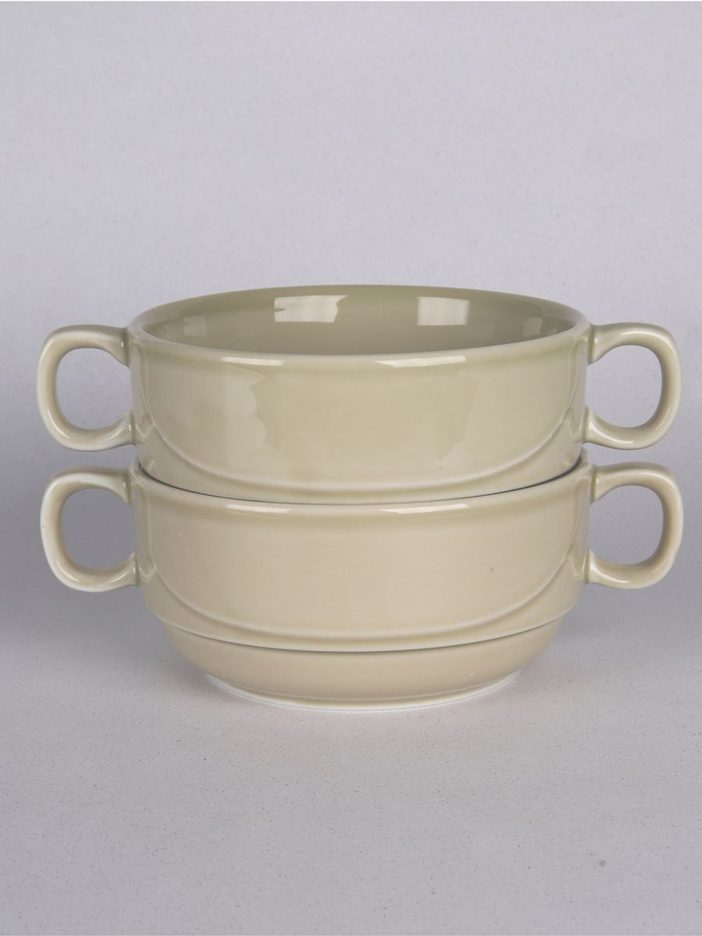 Бульонница супница с ручками фарфоровая тёмно-серый набор 2 шт в стиле акварель