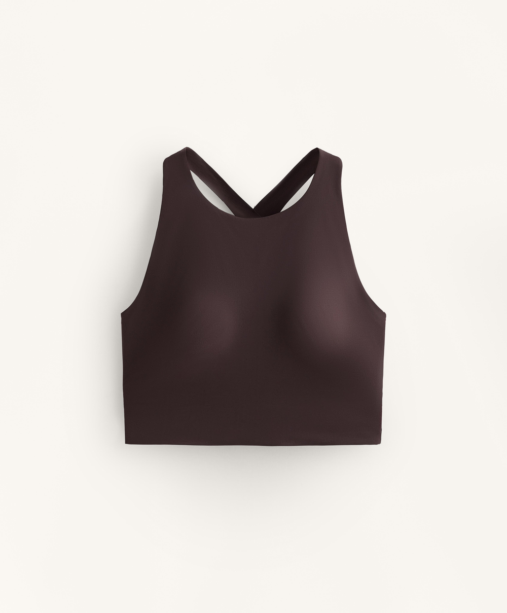 Oysho Топ Light Touch с перекрестной спинкой, шоколадный