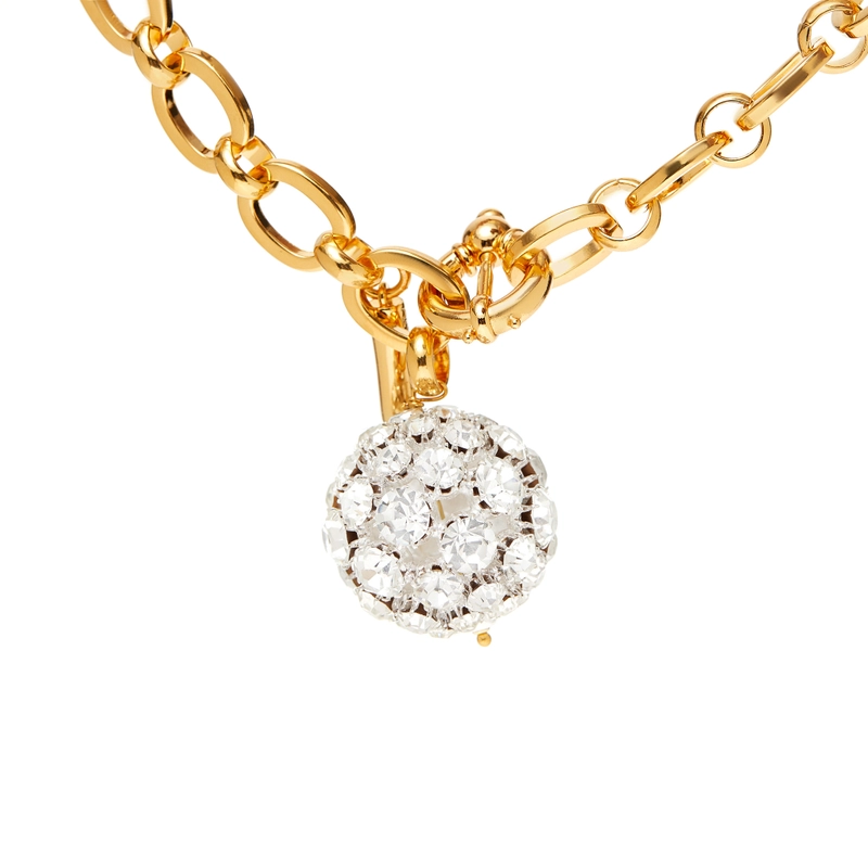 Колье Двойная Цепь с Шаром со Стразами