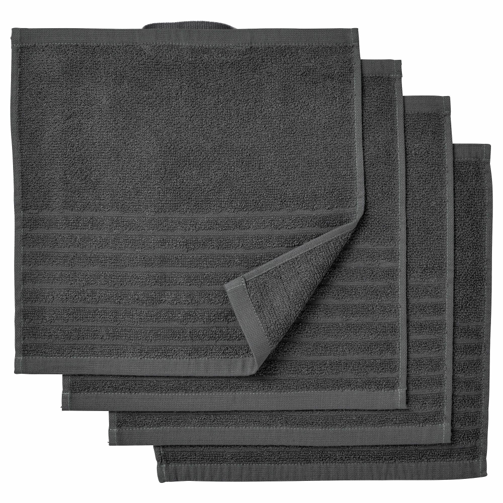 Набор полотенец IKEA VAGSJON (ВОГШЁН), Темно-серый, 30х30 см, 4 шт