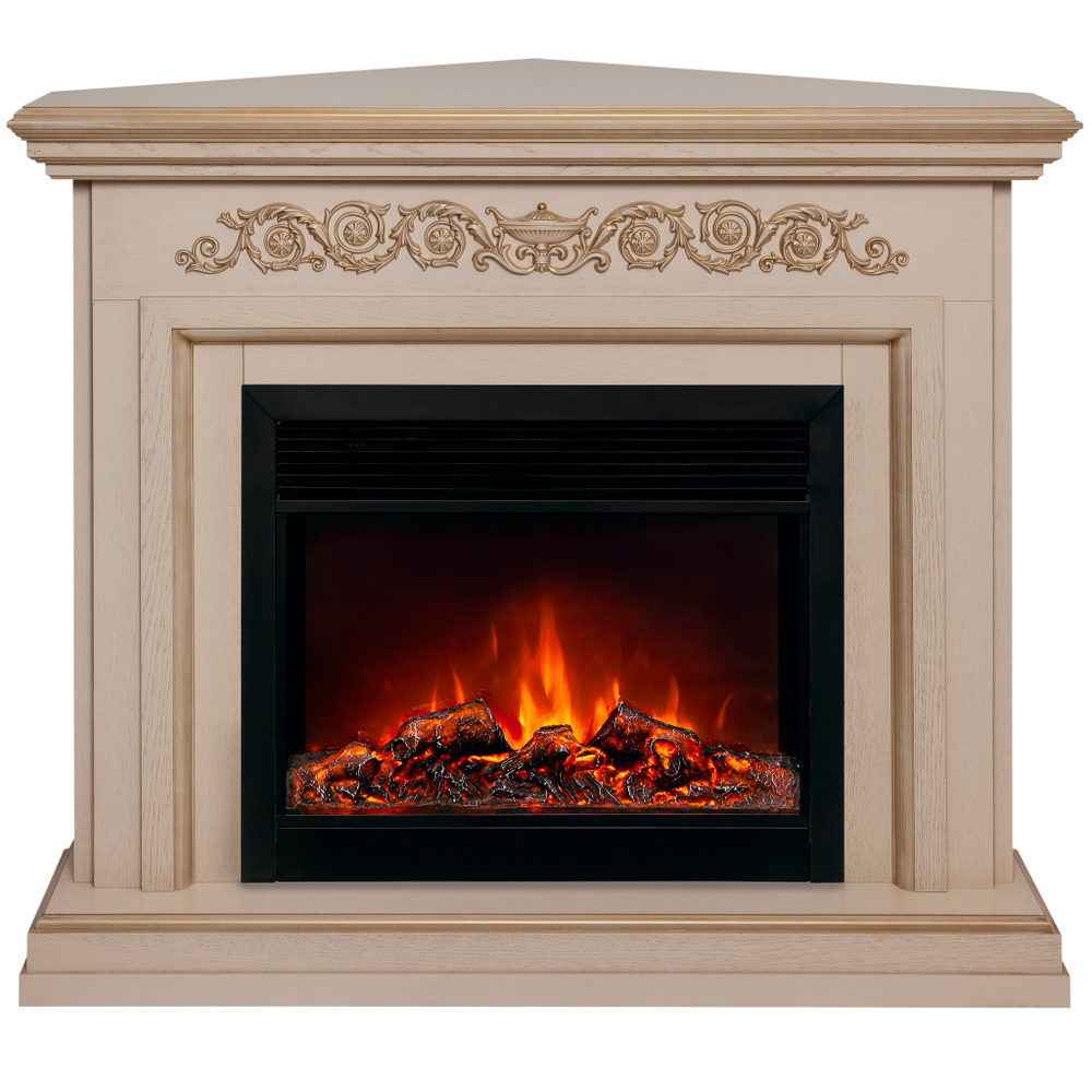 Каминокомплект Real Flame Leticia Corner 26 WT-619G с очагом Moonblaze Deluxe Black (угловой)