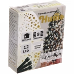 Гирлянда для дома 1,5м 12 ламп LED зелёный пров.,8 реж, IP-20, Теплый белый